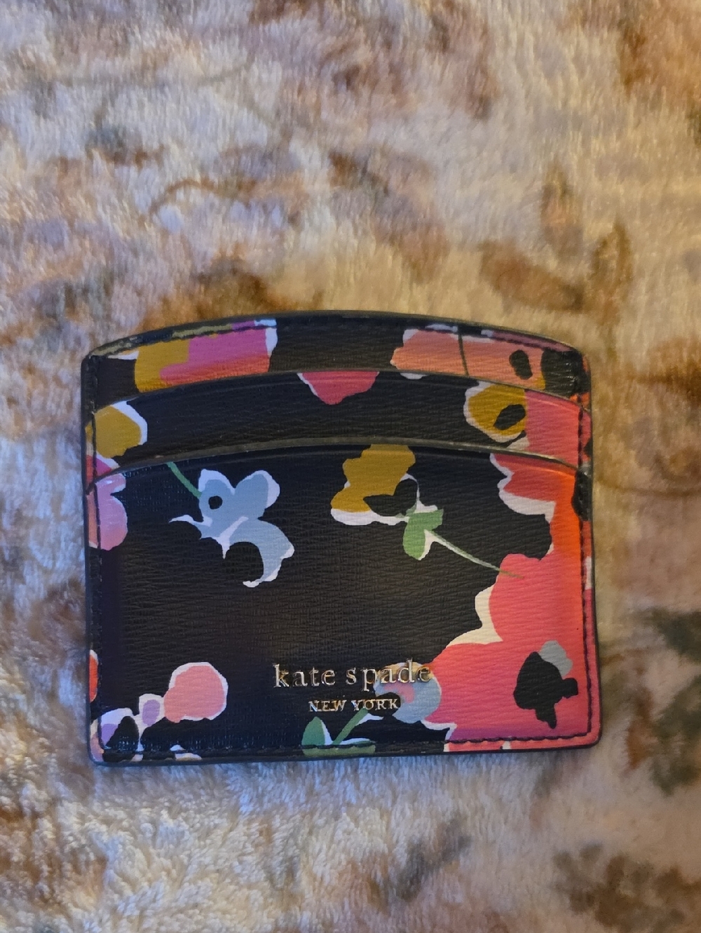 kate spade Black Multicolor Floral Card Holder